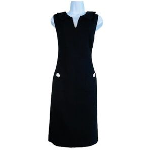 Karl Lagerfeld Black Shift Collared Dress With White Daisy Buttons Size 10